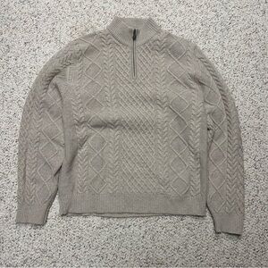 Brooks Brothers Saxxon Irish Wool Fisherman Sweater Cable Knit Tan XL Preppy